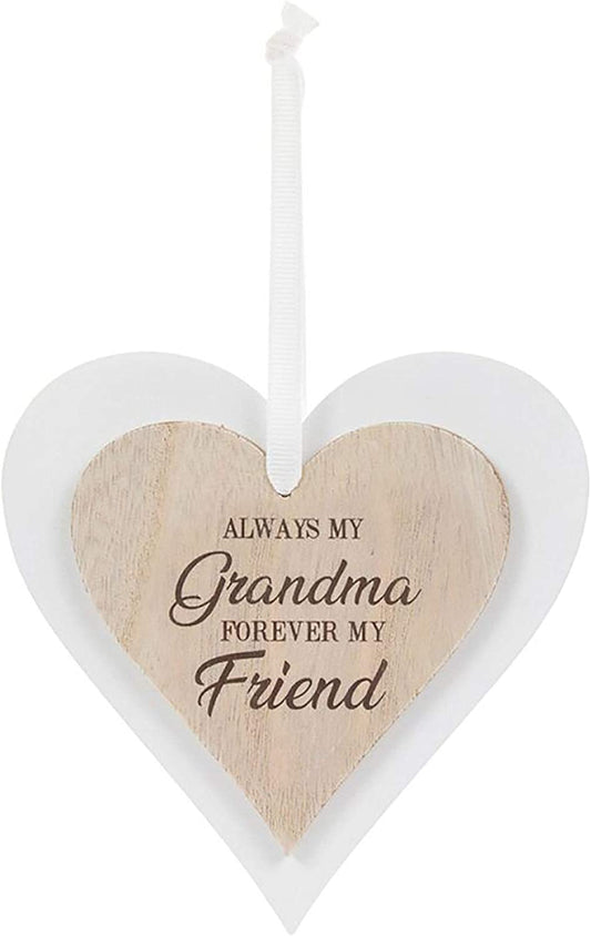 The Leonardo Collection Double Wooden Heart Plaque Hanging Sign - Always My Grandma Forver My Friend