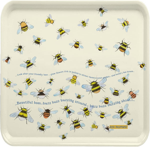 Buzzing Bees - Emma Ball Colourful Square Melamine Tea Tray
