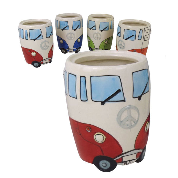VW Camper Van Ceramic Utensils Jar (Red) - hanrattycraftsgifts.co.uk