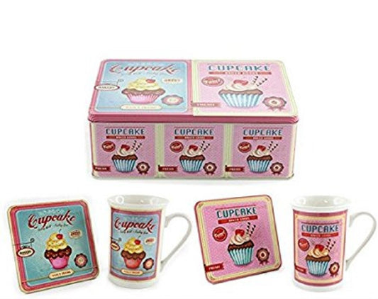 cupcakes mug & coaster one set in a tin - hanrattycraftsgifts.co.uk