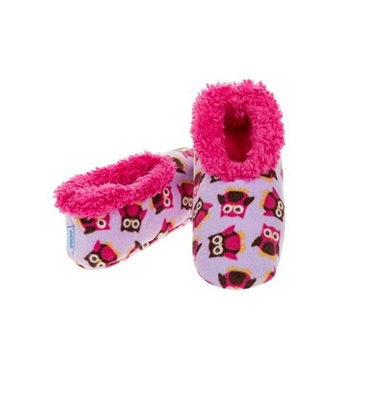 Snoozies Slippers Bright Print Fleece Ladies UK 3-4 Owl Party - hanrattycraftsgifts.co.uk