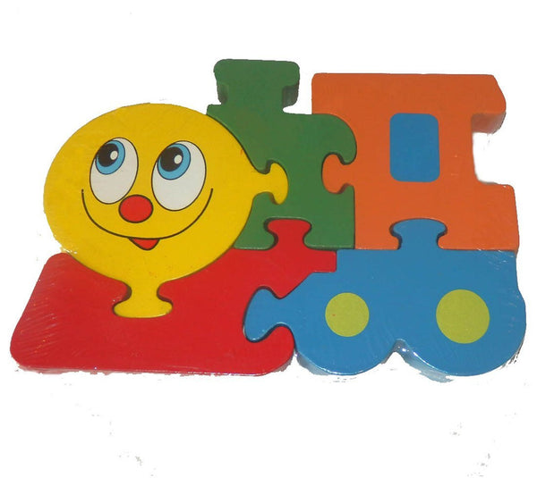Traditional Wood'n'Fun: Baby/Toodler Wooden Colourful Train Jigsaw/Puzzle - hanrattycraftsgifts.co.uk