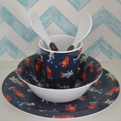 Powell Craft Melamine Toddler Dinner Set, ROBOT - hanrattycraftsgifts.co.uk
