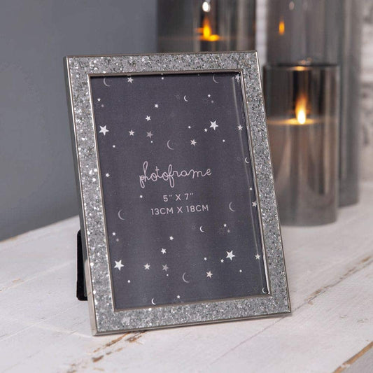 Santa's Workshop 5" x 7" - Silver Glitter Epoxy Inlay Photo Frame