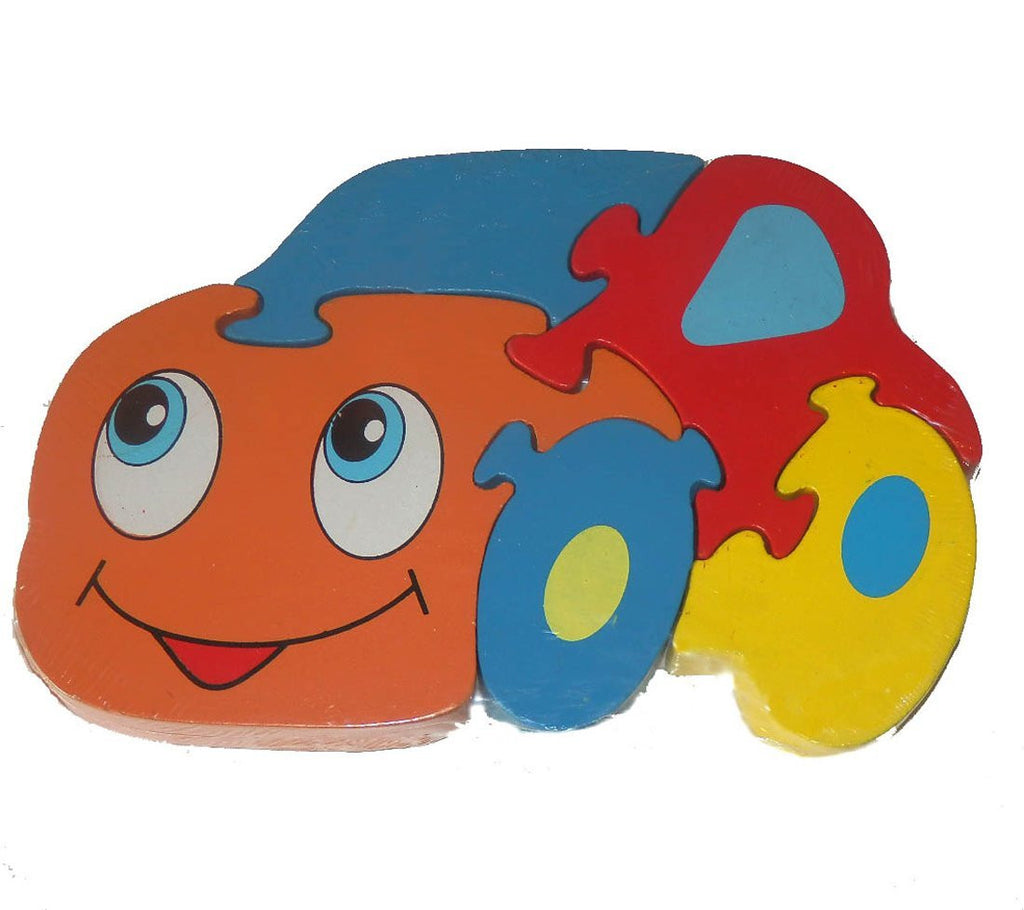 Traditional Wood'n'Fun: Baby/Toodler Wooden Colourful Car Jigsaw/Puzzle - hanrattycraftsgifts.co.uk