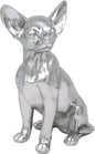 Silver Art Shiny Silver Effect Heavy Weight Sitting Chihuahua Figurine Ornament Decoration Dog Lover Gift