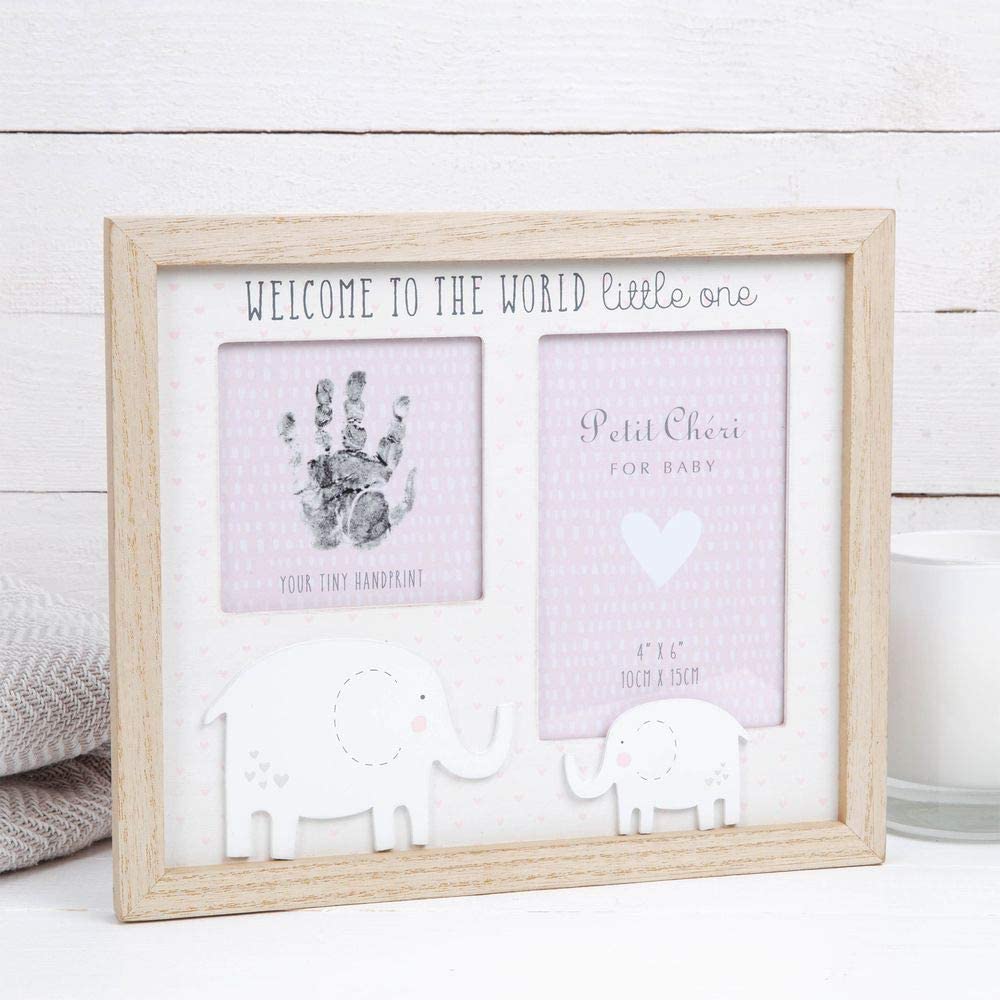 Petit Cheri Welcome to the World Hand Print & Photo Frame 4" x 6" - Pink