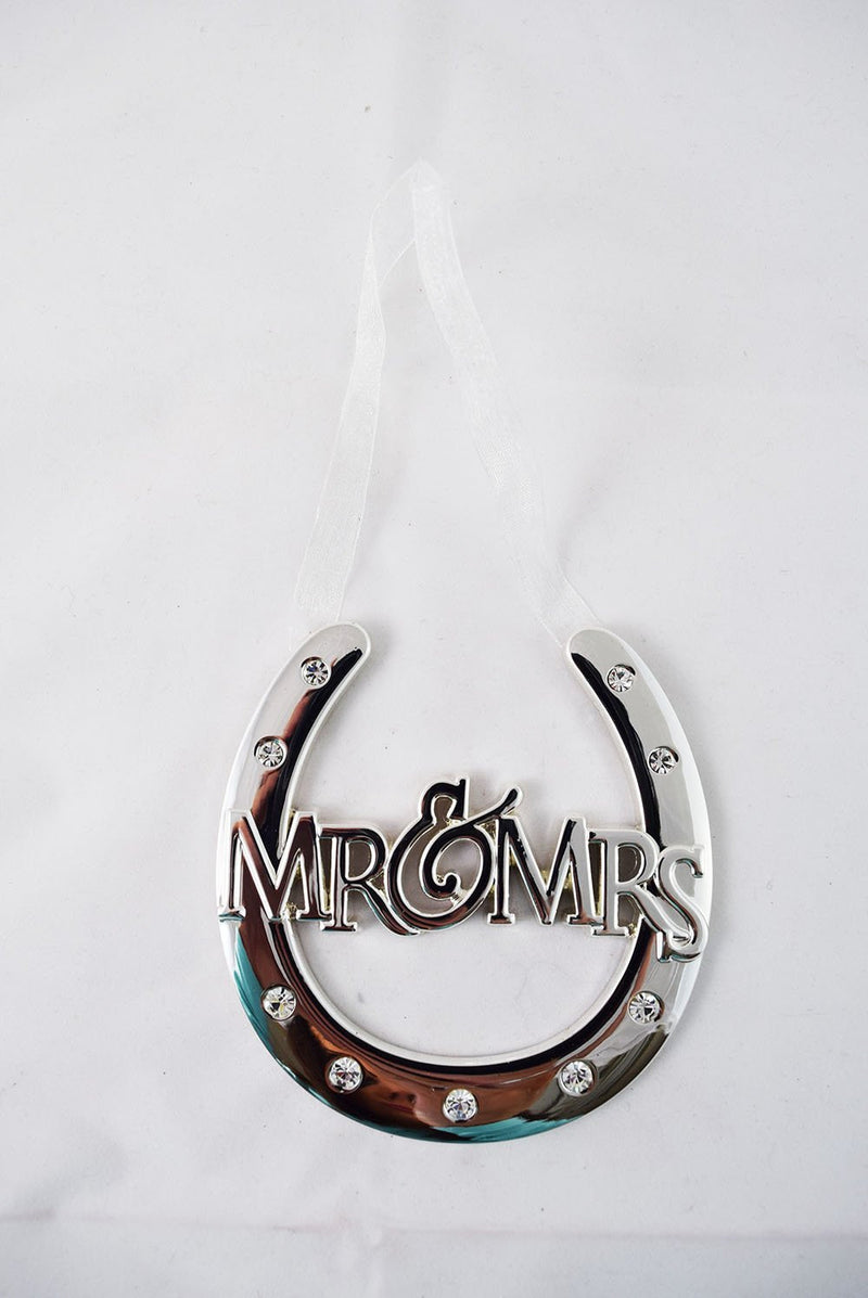 Wedding Silver Mr & Mrs Horse Shoe Keepsake Wedding Day Gift for bride and groom - hanrattycraftsgifts.co.uk