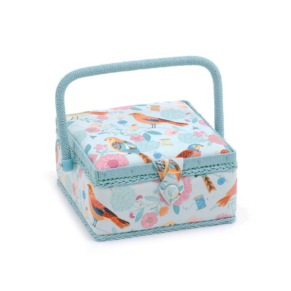 Hobby Gift 'Birdsong' Small Square Sewing Box 20 x 20 x 11cm (d/w/h) - hanrattycraftsgifts.co.uk