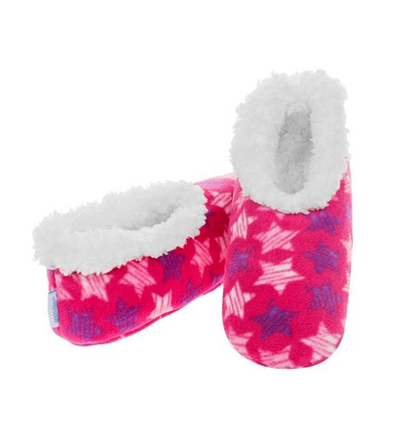 Snoozies Slippers Bright Print Fleece Ladies UK 3-4 Scribble Star - hanrattycraftsgifts.co.uk