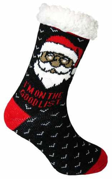 Ladies Heat Machine Soft Sherpa Fleece Lined Christmas Slipper Socks - hanrattycraftsgifts.co.uk
