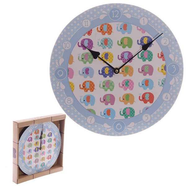 Funky Colourful Dotty Elephants Design Wall Clock - hanrattycraftsgifts.co.uk