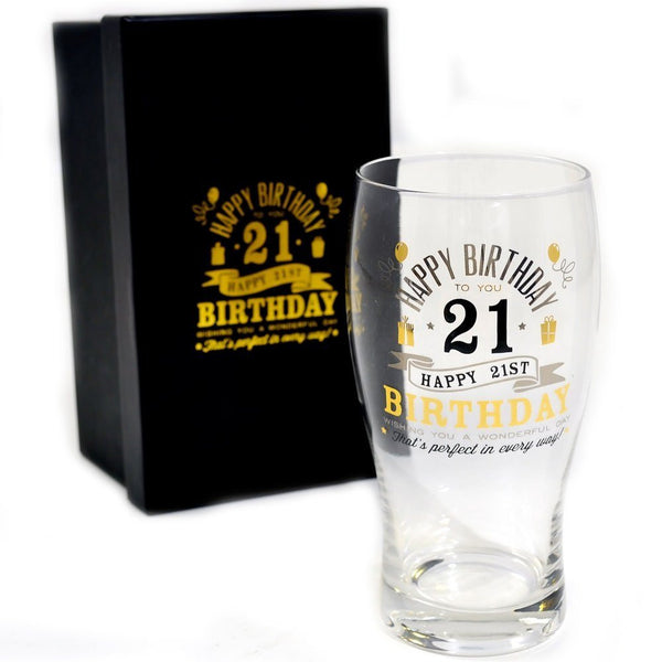 Signography 21st Birthday Pint Glass (G32321) - hanrattycraftsgifts.co.uk