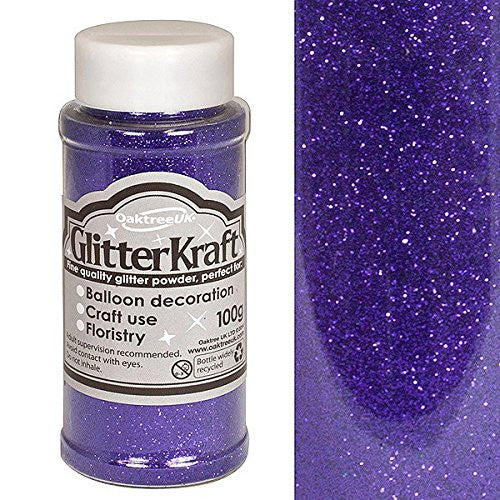 Balloon Decoration/ Craft Glitter - Glitter Kraft Purple Powder 100g - hanrattycraftsgifts.co.uk