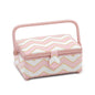 Hobby Gift 'Chevron Pearlised Blush' Small Rectangle Sewing Box 24 x 16 x 11cm (d/w/h) - hanrattycraftsgifts.co.uk