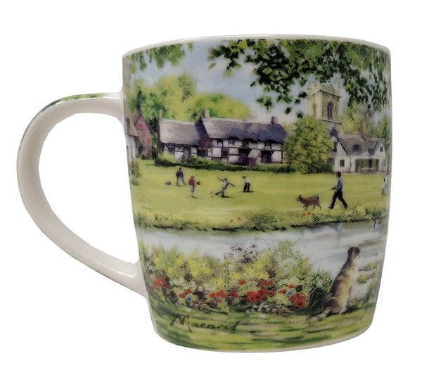 Country Pub River Scene Fine China Mug Cup 9cm x 8.5cm - hanrattycraftsgifts.co.uk