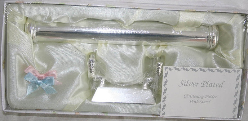 Silver Plated Christening Certificate Holder with Stand - hanrattycraftsgifts.co.uk