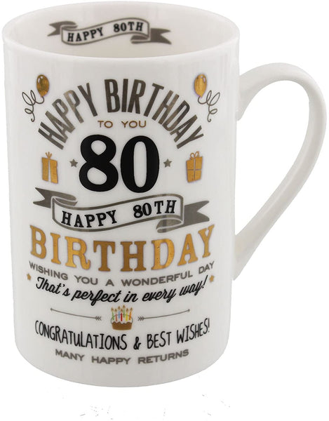 Widdop Signography Silver & Gold Design Birthday Mug - 80