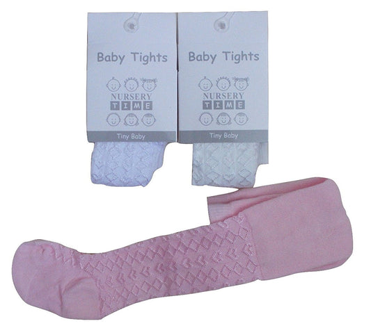 Tiny Baby Girls Tights, Small Baby, Premature Baby, Pink, White, Ivory - hanrattycraftsgifts.co.uk