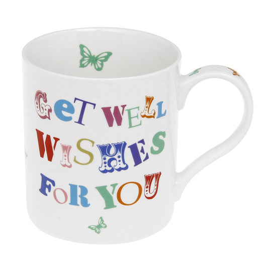 Get Well Wishes For You - Headline Bone China Mug - Presented in a Gift Box - hanrattycraftsgifts.co.uk