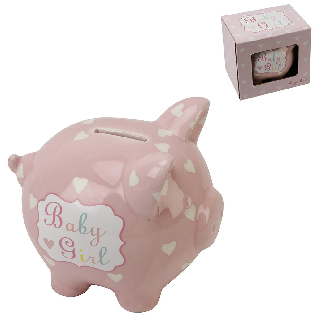 Heart and Star Piggy Bank - Baby Girl - hanrattycraftsgifts.co.uk
