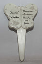 Brother Diamante Memorial Butterfly Stake Garden Stone Plaque Grave Ornament pushes in ground - hanrattycraftsgifts.co.uk