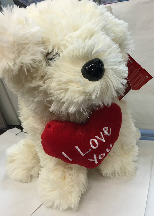 keel 30cm soft white labrador with heart - hanrattycraftsgifts.co.uk