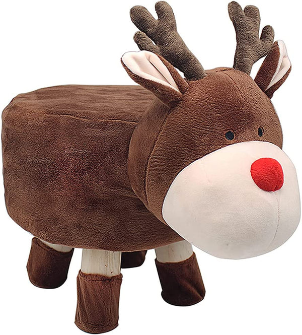 Christmas stool Rudolph the red nosed reindeer for children Plush fabric Wooden