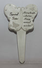 Sister Diamante Memorial Butterfly Stake Garden Stone Plaque Grave Ornament pushes in ground - hanrattycraftsgifts.co.uk