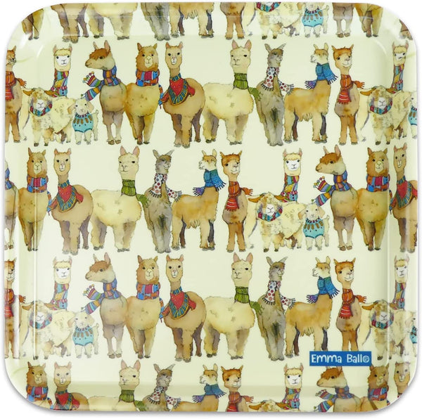 Alpacas and Friends Emma Ball - Square melamine tray, 29 cm