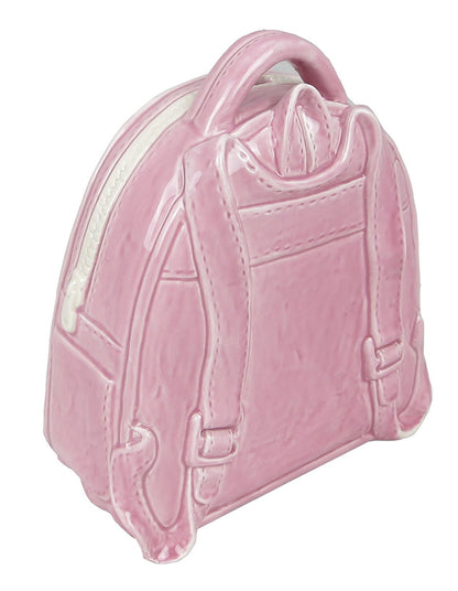 Ceramic Rucksack Money Bank in Pink - hanrattycraftsgifts.co.uk