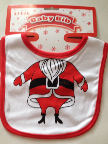 Christmas Baby Bib with Snowman Santa Elf or Reindeer - hanrattycraftsgifts.co.uk