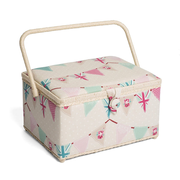 Hobby Gift HGL/234 | Bunting Print Large Sewing Basket | 24x31½x19½cm - hanrattycraftsgifts.co.uk