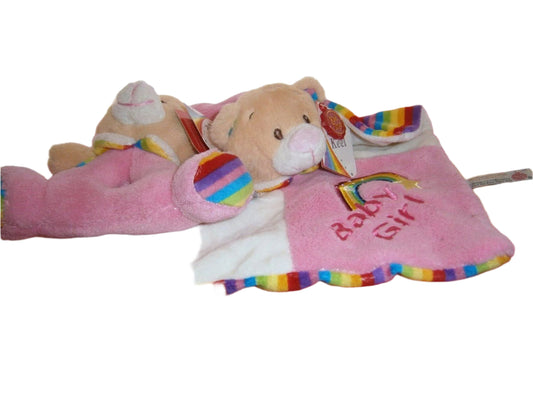 baby keel rainbow rattle & comfort blanket pink - hanrattycraftsgifts.co.uk