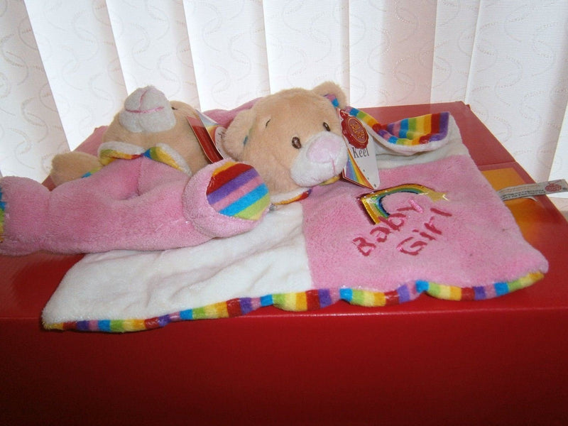 baby keel rainbow rattle & comfort blanket pink - hanrattycraftsgifts.co.uk