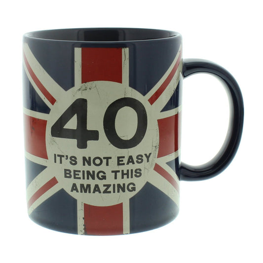 UNION JACK BIRTHDAY GIFT - MUG 40th BIRTHDAY HM804 - BRAND NEW AND BOXED - hanrattycraftsgifts.co.uk