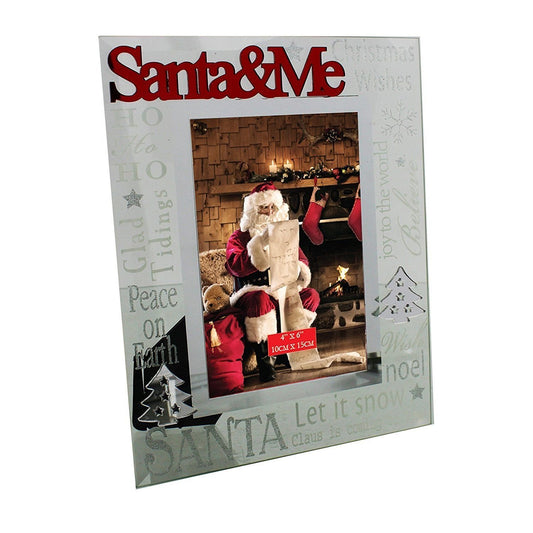 Santa And Me Picture Glass Christmas Photo Frame New Xmas Gift - hanrattycraftsgifts.co.uk