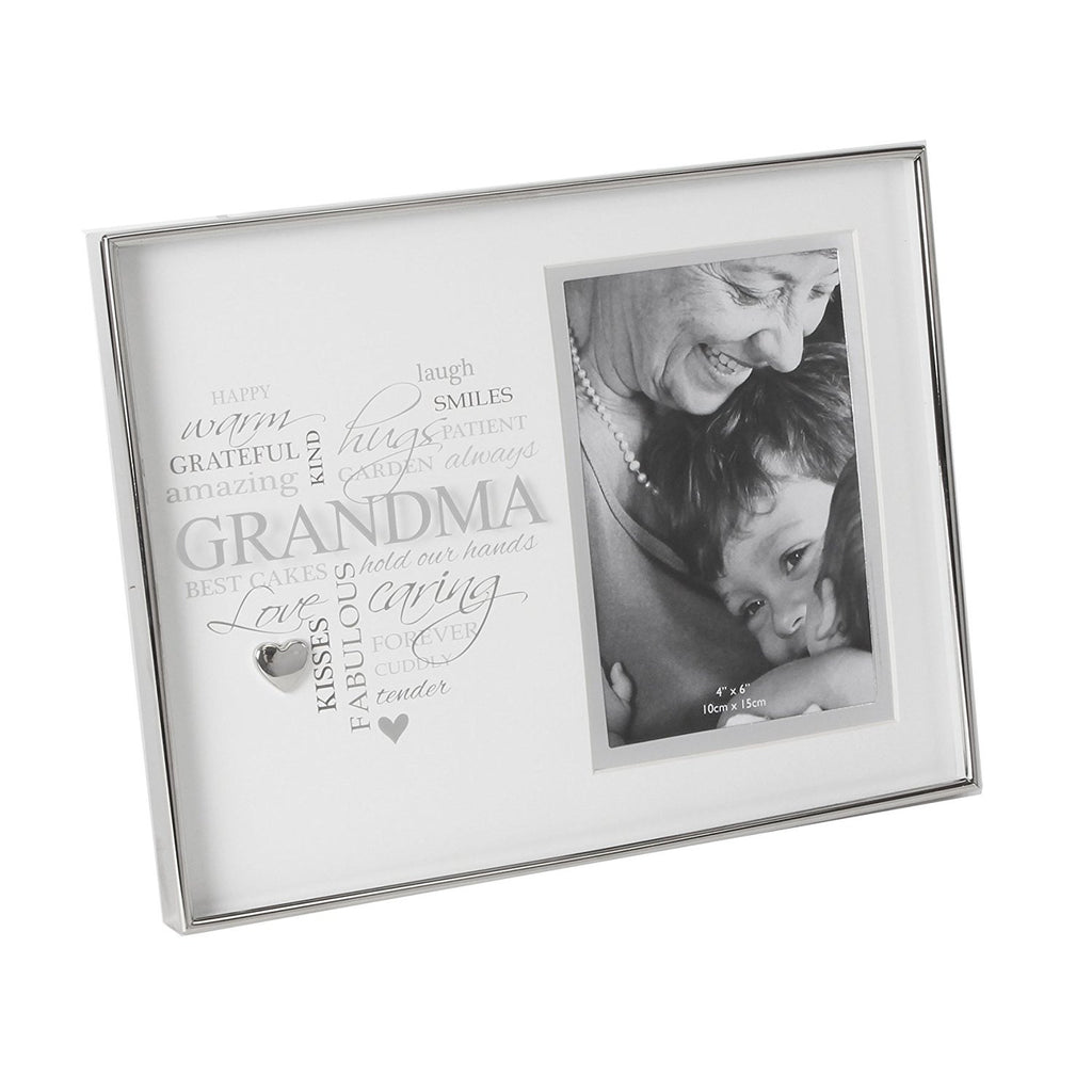Heartfelt Moments Nickel Plated Frame Heart 4" x 6" Grandma - hanrattycraftsgifts.co.uk