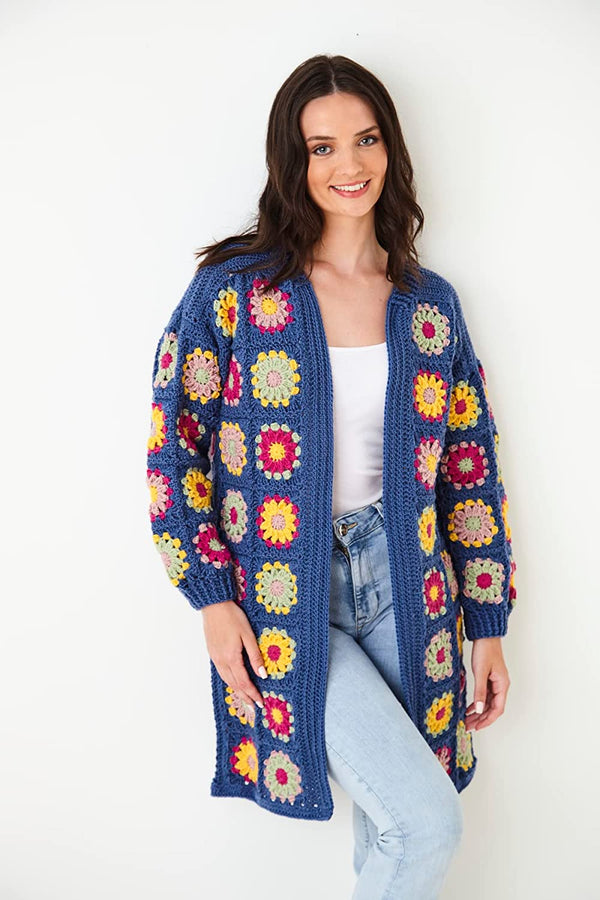King Cole Ladies DoubleKnit Crochet Pattern Easy Long or Cropped Cardigan (5943)