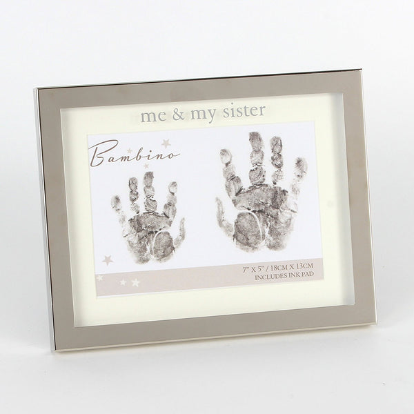 Me and My Sister Hand print 7" x 5" Photo Frame Baby Gift - hanrattycraftsgifts.co.uk