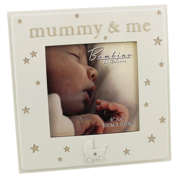 Mummy & Me - beautiful Bambino cream resin 4 x 4" frame with stars - hanrattycraftsgifts.co.uk