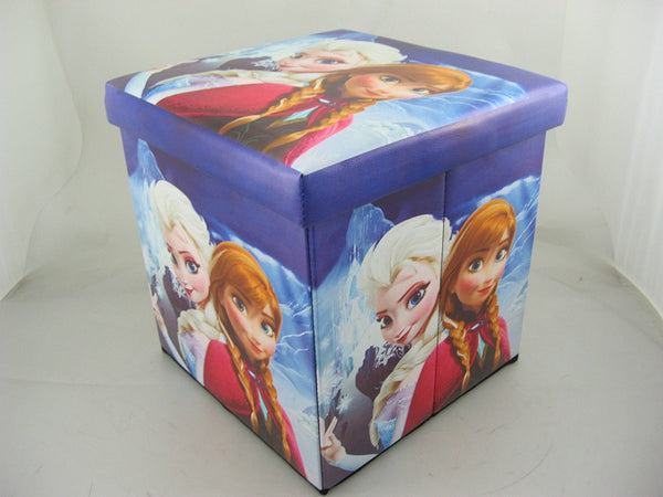 disney frozen anna & elsa collapsable toy storage box ,stool - hanrattycraftsgifts.co.uk