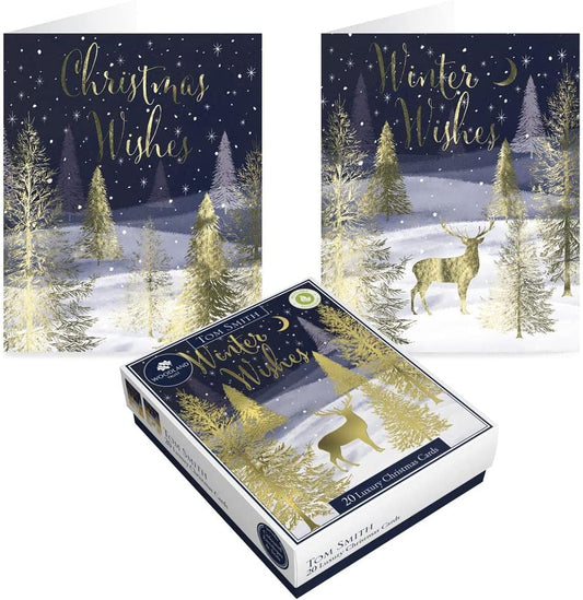 Tom Smith 'Evening Winter Wishes' Luxury Christmas Cards 20 Pack