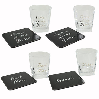 Wedding Best Man Whisky Glass & Coaster Thank You Gift LP - hanrattycraftsgifts.co.uk