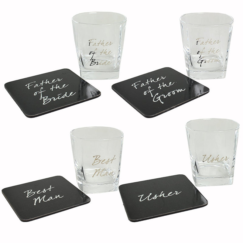Wedding Best Man Whisky Glass & Coaster Thank You Gift LP - hanrattycraftsgifts.co.uk
