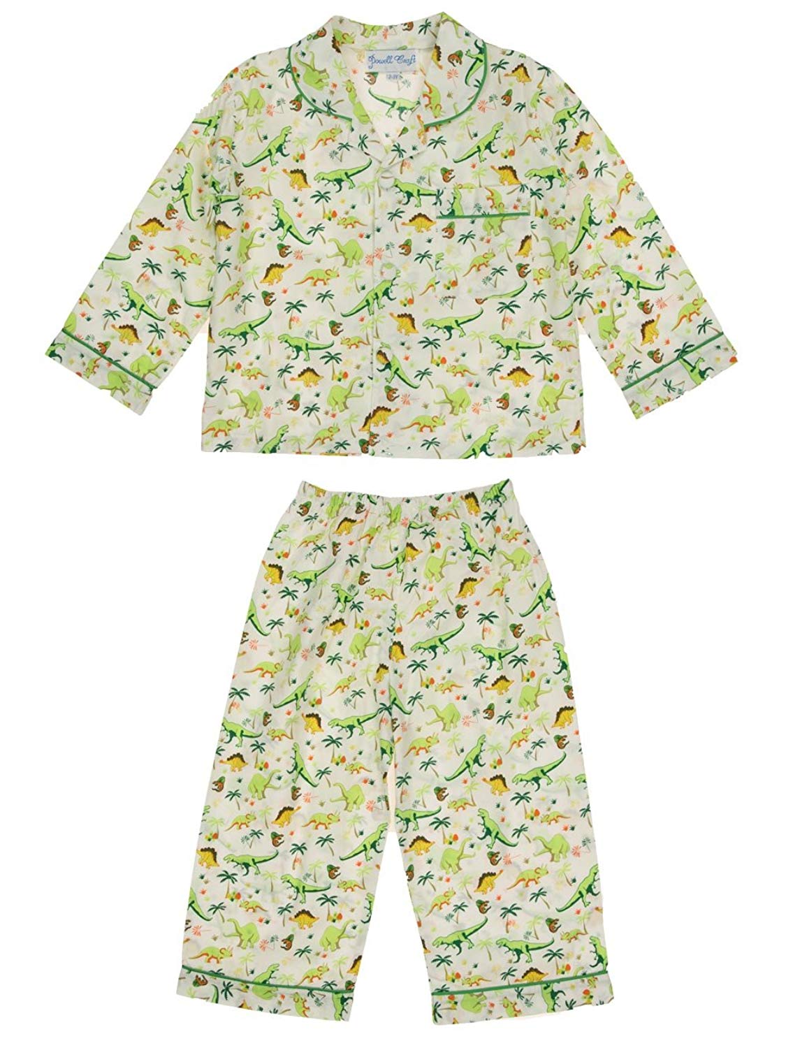 Powell Craft Boys Pyjamas - Dinosaur design 6-7yrs - hanrattycraftsgifts.co.uk