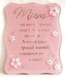 Juliana Glass Curved Edge Plaque & Flowers Pink - Mum - hanrattycraftsgifts.co.uk