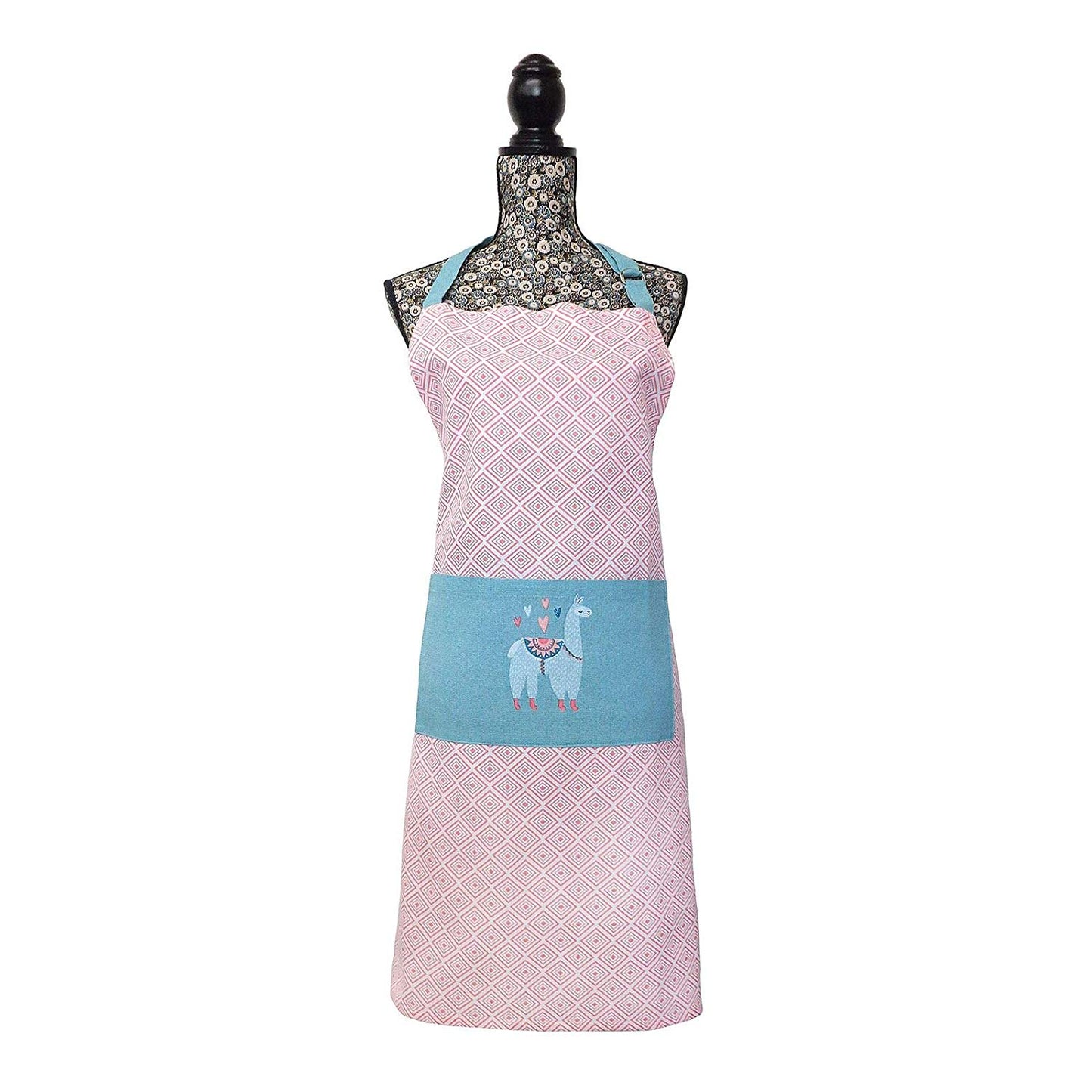 Vintage Style 100% Cotton Pinny Waist Kitchen Apron - Duck Egg Blue, Red - hanrattycraftsgifts.co.uk
