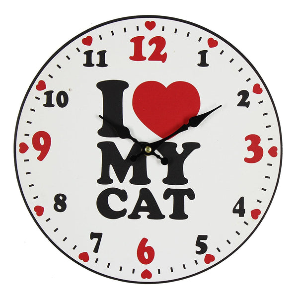 I Love my Cat Bold Bright 30cm Quartz Wall Clock - hanrattycraftsgifts.co.uk