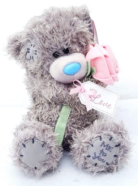 Me To You Bear 7” Holding Pink Rose - hanrattycraftsgifts.co.uk